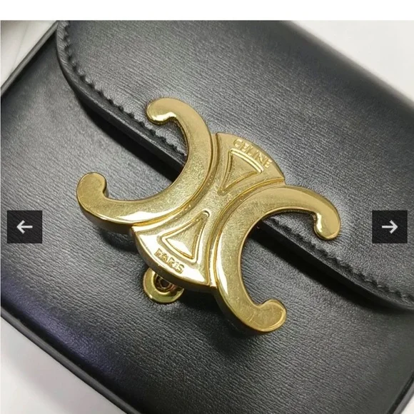 Celine Black Leather Crossbody with Gold Triomphe Hardware - Picture 3 of 12